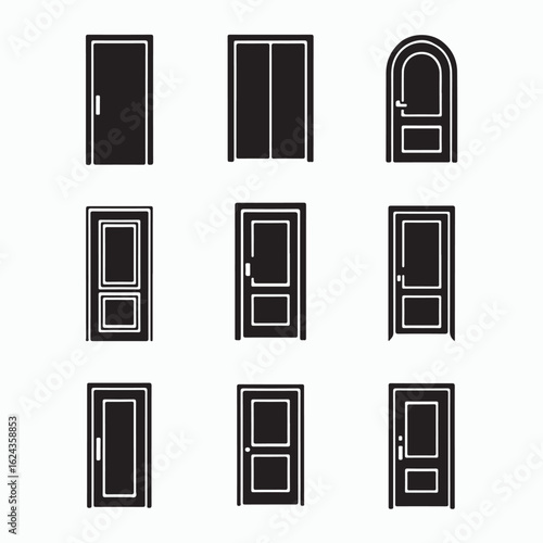 Various Door Styles Vector Illustration
