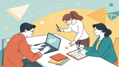 Teamwork, collaboration, and brainstorming: Illustration perfect for business presentations, websites, or marketing materials.
