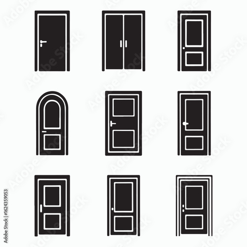 Various Door Styles Vector Illustration
