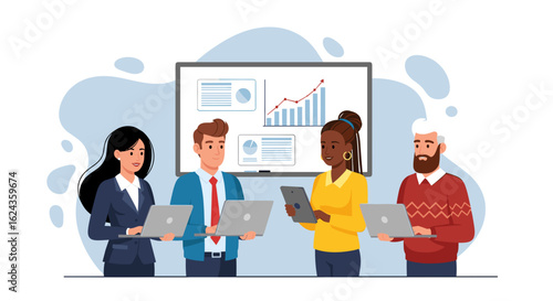 Diverse business team collaborating on project, perfect for website landing page or company brochure.