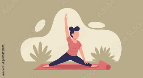 Woman practicing yoga outdoors, perfect for wellness websites and brochures.