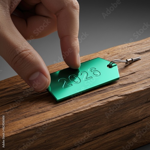 hand holding a wooden sign 2026