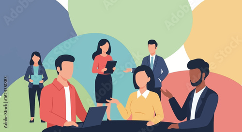 Diverse business team collaborating, perfect for website banners or presentations.