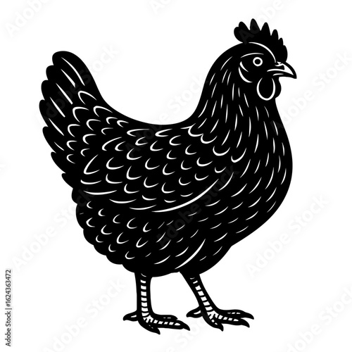 Black Hen and Rooster Sillhouette - Farm and Poultry Animal Sillhouette