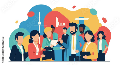 Diverse Business Team Collaboration: Illustration for Website or Brochure