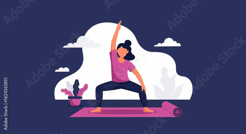 Woman practicing yoga, perfect for wellness websites or fitness brochures.