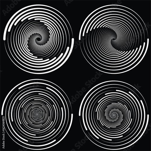 Abstract line circular round spiral shapes, Spiral vortex, vector illustration 