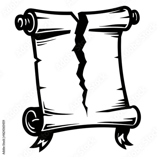 Cracked Old Scroll Symbol - Representing a Broken Contract or Broken Promise
