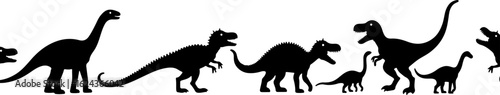 Dinosaur Silhouettes in Prehistoric Styles vector