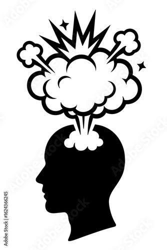 Mind explosion symbolizing a sudden creative idea or breakthrough