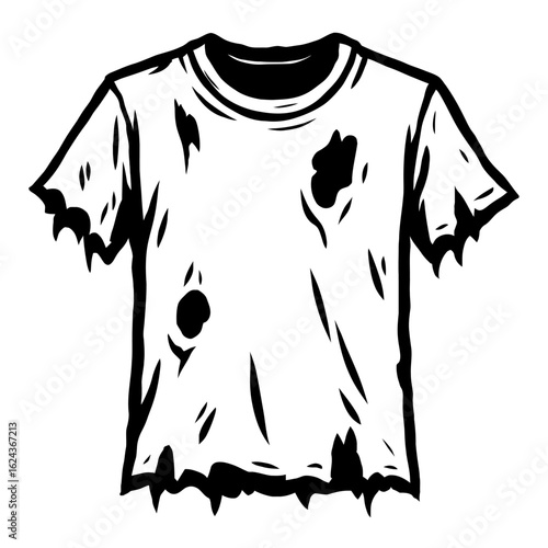 Old and torn t-shirt with holes and a worn-out look