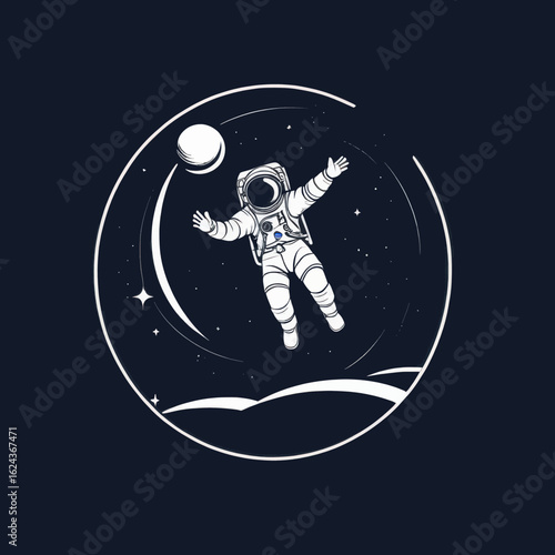 Astronaut Floating in Space, a Celestial Scene