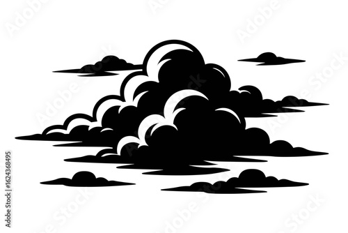 Stylized black and white cloud formation for weather designs