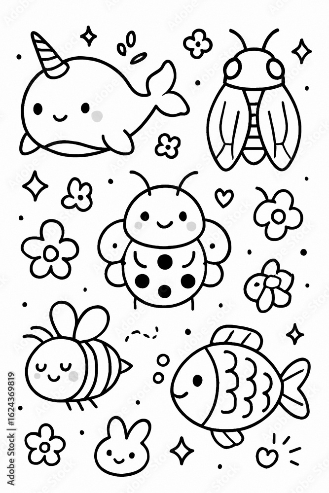 set of cartoon insects