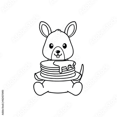 Kangaroo with pancakes drizzled in syrup