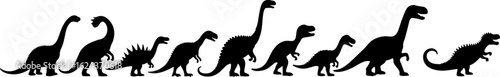 Dinosaur Silhouettes in Prehistoric Styles
