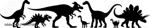 Dinosaur Silhouettes in Prehistoric Styles