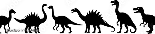 Dinosaur Silhouettes in Prehistoric Styles