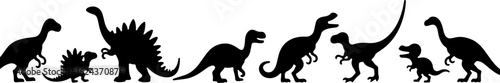 Dinosaur Silhouettes in Prehistoric Styles
