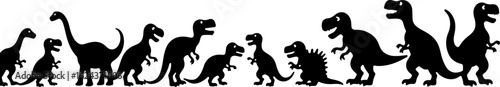 Dinosaur Silhouettes in Prehistoric Styles