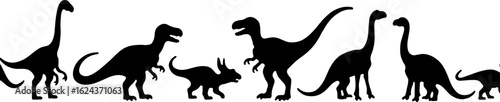 Dinosaur Silhouettes in Prehistoric Styles