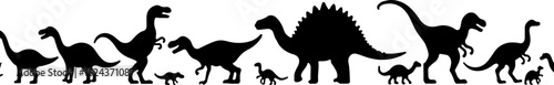Dinosaur Silhouettes in Prehistoric Styles