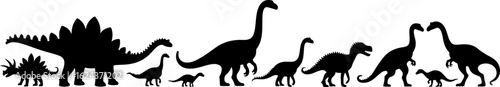 Dinosaur Silhouettes in Prehistoric Styles