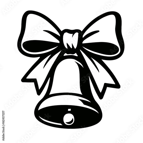 Christmas Bell with a Bow Graphic Vector - Festive Holiday and Celebration
