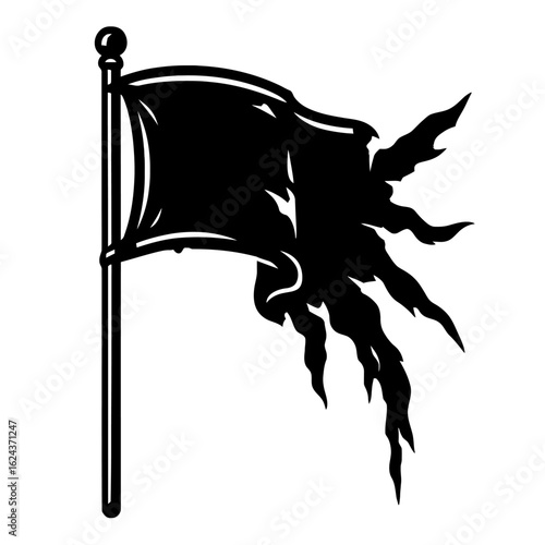 Torn Flag Waving Graphic Vector - Symbol of War, Protest, or Revolution