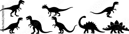 Dinosaur Silhouettes in Prehistoric Styles