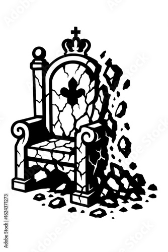 Crumbling Throne Graphic Vector - Symbol of Fallen Power, End of Monarchy