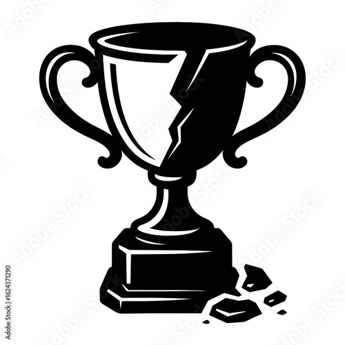 Broken Trophy Graphic Vector - Symbol of Loss, Failure, or Defeat