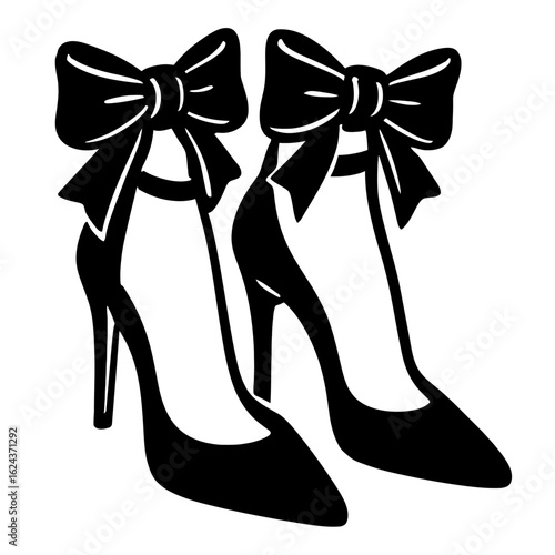 High Heels Shoes with Bows Graphic Vector - Elegant and Fashionable Footwear