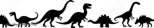 Dinosaur Silhouettes in Prehistoric Styles