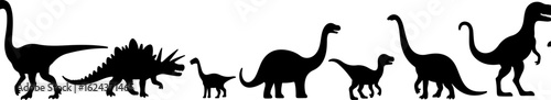 Dinosaur Silhouettes in Prehistoric Styles