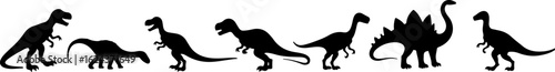 Dinosaur Silhouettes in Prehistoric Styles