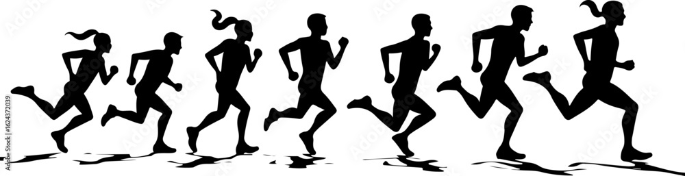 Obraz premium Running People Silhouettes in Motion vector bundle