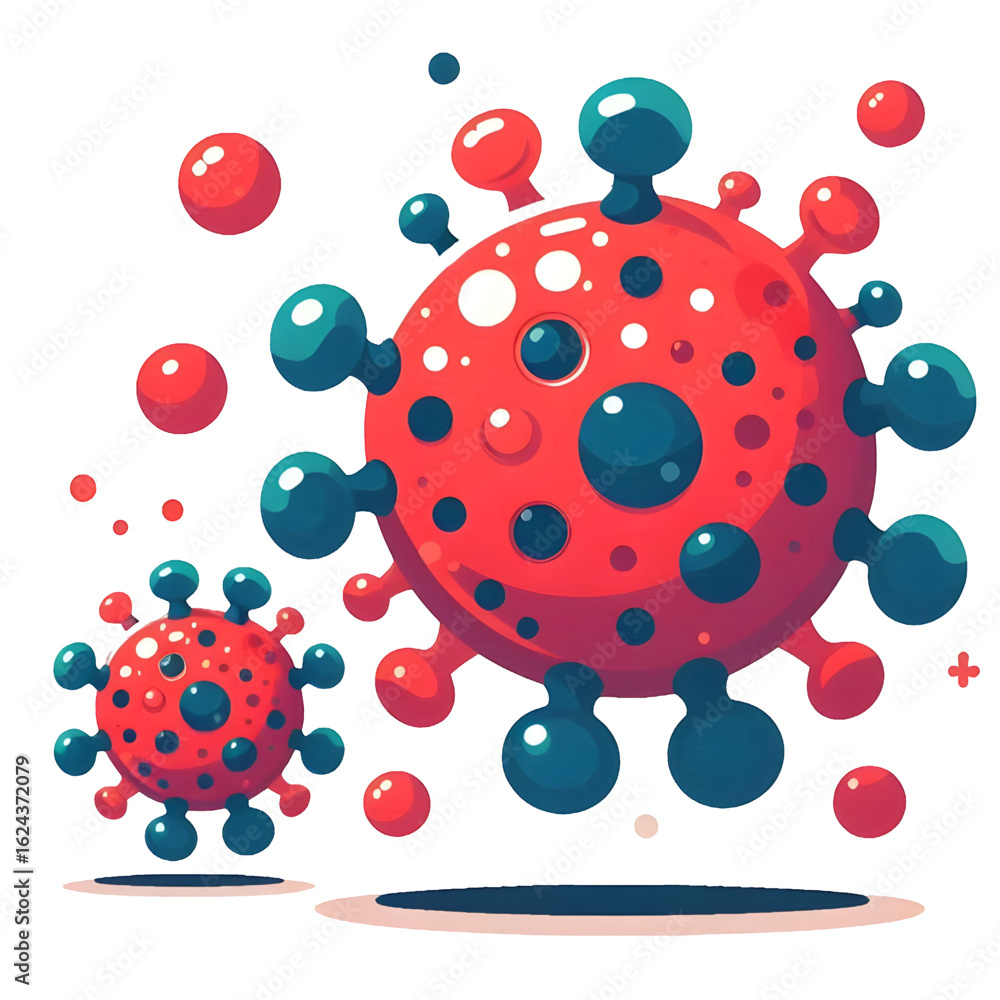 Fototapeta premium Virus Characters cute isolated with transparant background – Vector Illustration 