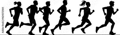  Running People Silhouettes in Motion vector bundle