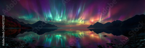 Celestial Dance of Light: Captivating Display of the Aurora Borealis Illuminating the Night Sky with Vibrant Colors and Ethereal Beauty, A Natural Phenomenon to Behold