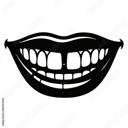 A Smiling Mouth with Missing Front Teeth - Funny Vector
