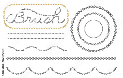 カスタマイズ可能な装飾チェーンのベクターパターンブラシ素材｜ボールチェーン(Customizable Decorative Chain Vector Pattern Brush – Ball Chain)