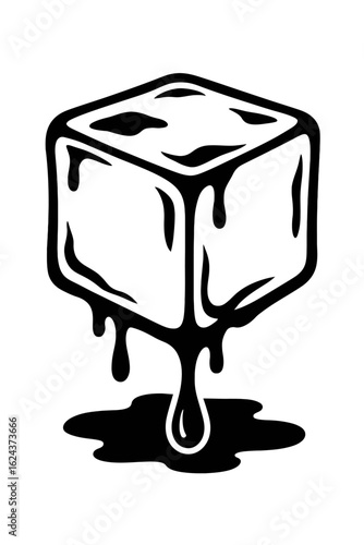 A Melting Ice Cube with Dripping Water - Cool and Refreshing