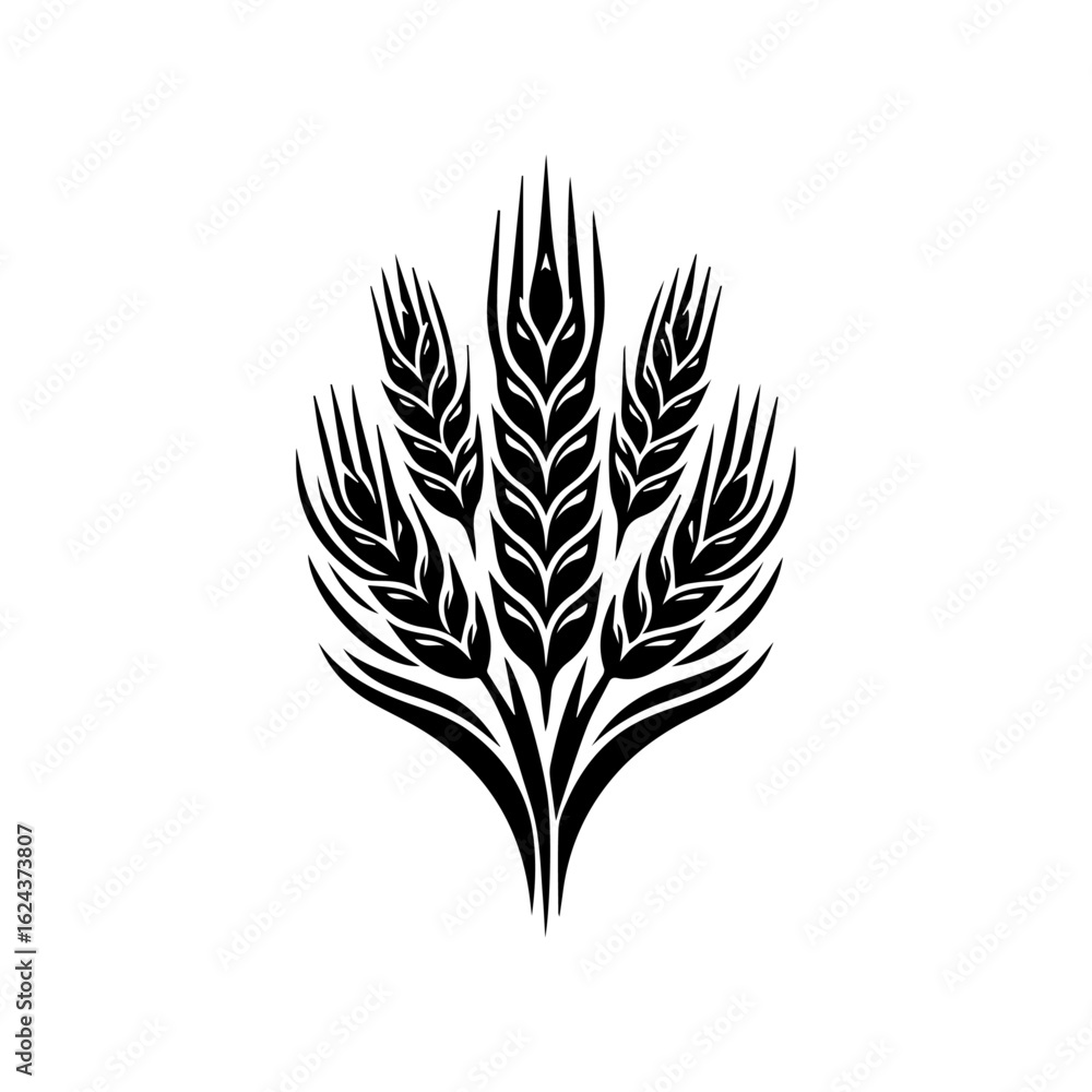 Fototapeta premium Stylized Black Wheat Stalks Emblem