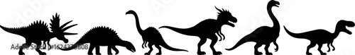 Dinosaur Silhouettes in Various Prehistoric Poses vector bundle