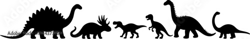 Dinosaur Silhouettes in Various Prehistoric Poses vector bundle