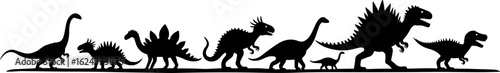 Dinosaur Silhouettes in Various Prehistoric Poses vector bundle