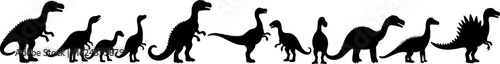 Dinosaur Silhouettes in Various Prehistoric Poses vector bundle