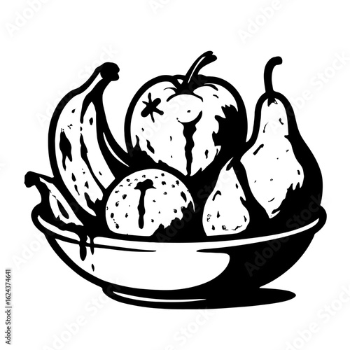 Bowl of Rotten Fruit with Dripping Liquid - Food Waste and Decay