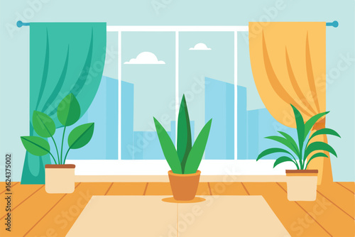 houseplants in a bright bedroom with wooden floors (1).eps